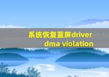 系统恢复蓝屏driver dma violation